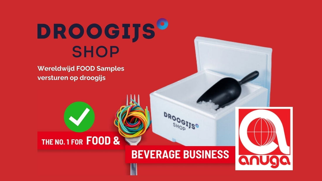 Droogijs-shop for global food samples delivery at Anuga 2025, showcasing innovative cold shipping solutions.