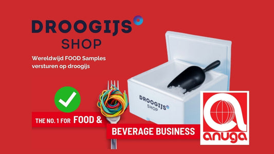 Droogijs-shop for global food samples delivery at Anuga 2025, showcasing innovative cold shipping solutions.
